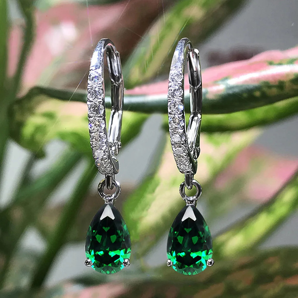 Valuable Lab Emerald Diamond Dangle Earring Jewelry 925 Sterling silver Party Wedding Drop Earrings for Women Engagement Gift250714