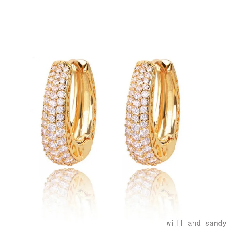 Stunning Cubic Zirconia CZ Hoop Earrings Charm 18k Gold Plated Crystal Hoop Earrings Hypoallergenic Jewelry Gift for Mother Birthdays Weddings Anniver