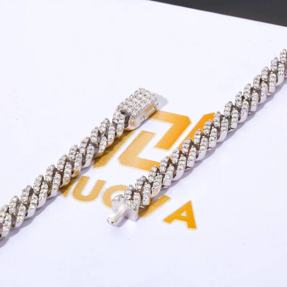 ESKEEM 5mm Moissanite Cuban Link Chain Pass Diamond Test 925 Sterling Silver VVS Diamond Iced Out Necklace Women Hip Hop Jewelry