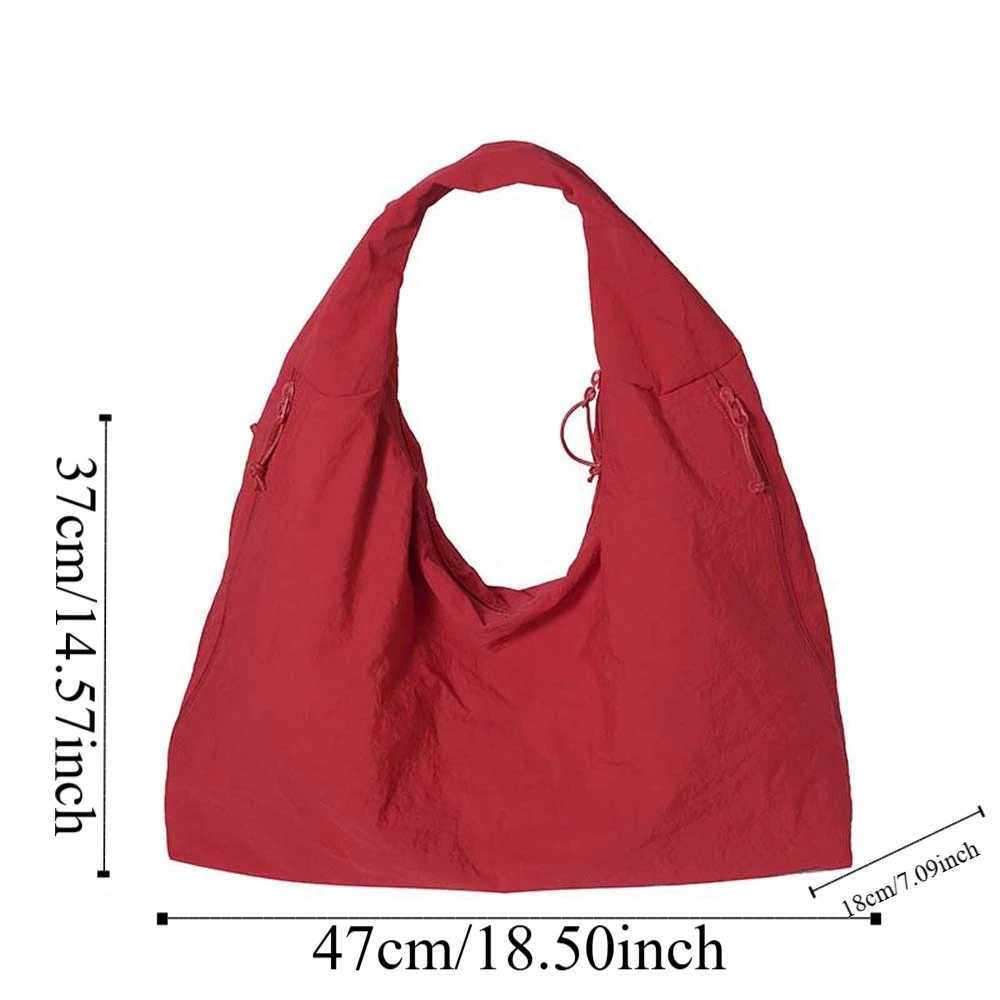 Casual Nylon Shoulder Bag Multi-Pocket Japanese Style Large Capacity Tote Bag Soft Double Zipper Design Storage Pouch School