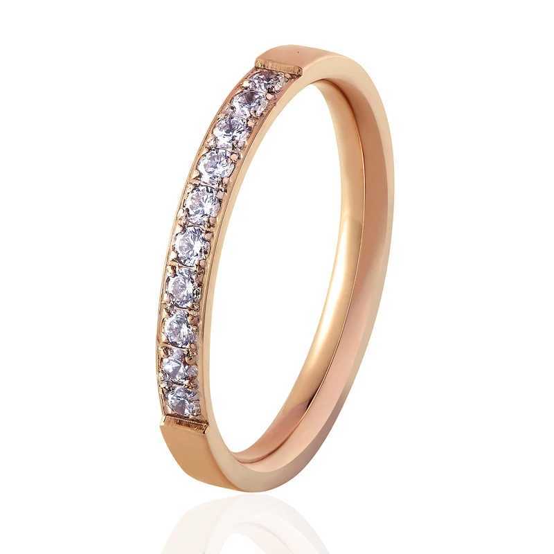 Top Quality Fashion Jewelry Crystal Wedding Rings Stainless Steel Rose Gold Color Female Ring For Woman And Girl Best Gift S250716