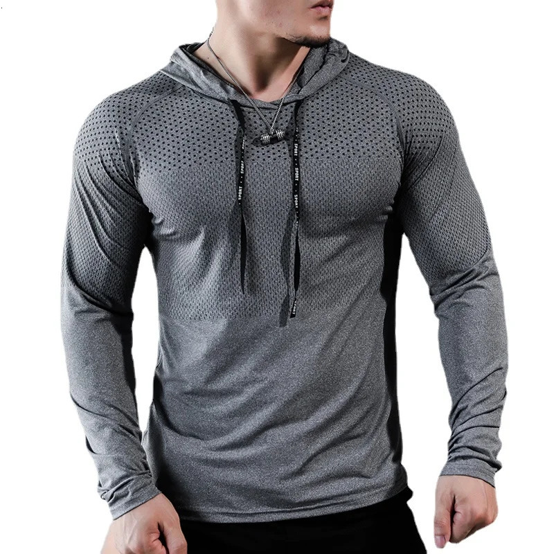 2025 Mens Fitness Tracksuit Running Sport Hoodie Gym Joggers Hooded Workout Athletic Clothing Muscle Training Sweatshirt Tops 250716