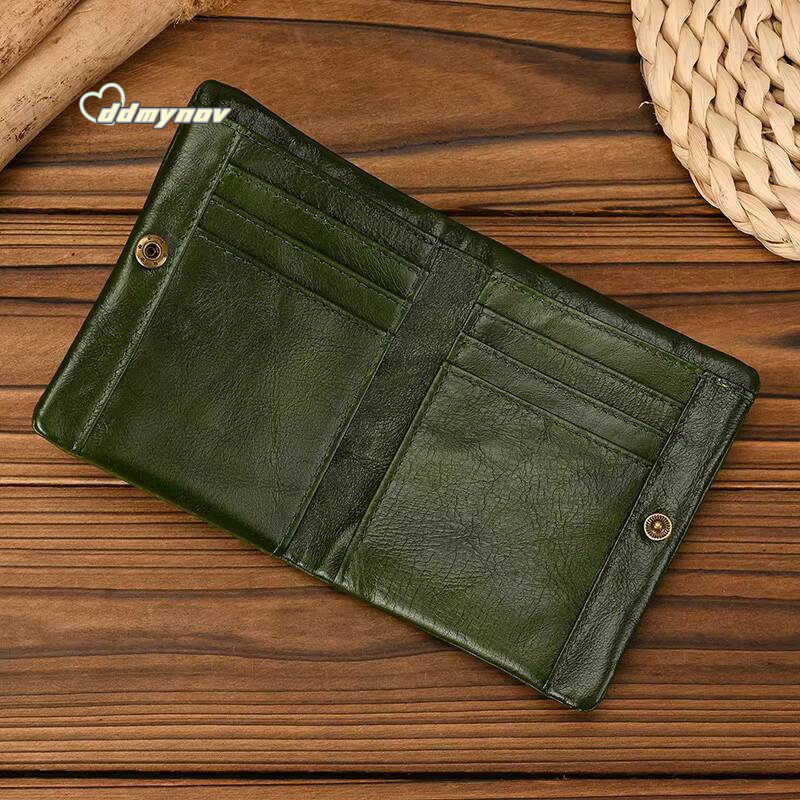 Luufan Genuine Bifold Card Holder Short Purse Male Cow Leather Mens Coin Real Cowskin Zipper Wallet ddmynov