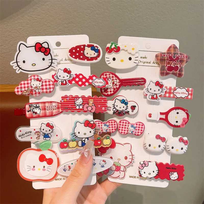 Sanrio 10pcs Childrens Hair Clips HelloKitty Cute Headwear for Girls and Children Forehead Hair Clips w250716