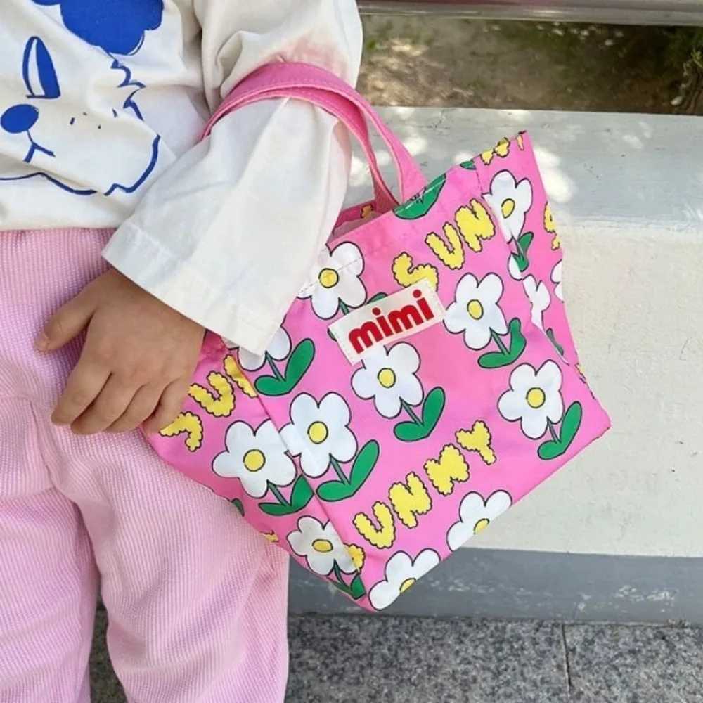 Cute Print Oxford Cloth Storage Bag Square Shape Beach Bag Large Capacity Lunch Bag Portable Shoulder Bag Creative Handbag