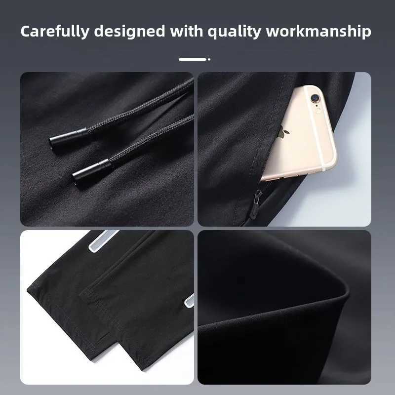 Mens Sweatpants Lightweight Athletic Ice Silk Quick-Dry Loose-Fit Running Fitness Trousers Straight-Leg Breathable Pants Men y250716