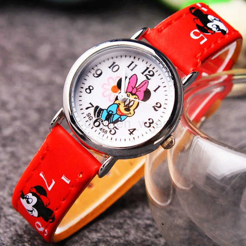 Disney Mickey Minnie Cute Cartoon Girls Kids Quartz Watches Childrens Watch Lovely Fashion Girl Wristwatches W20250716