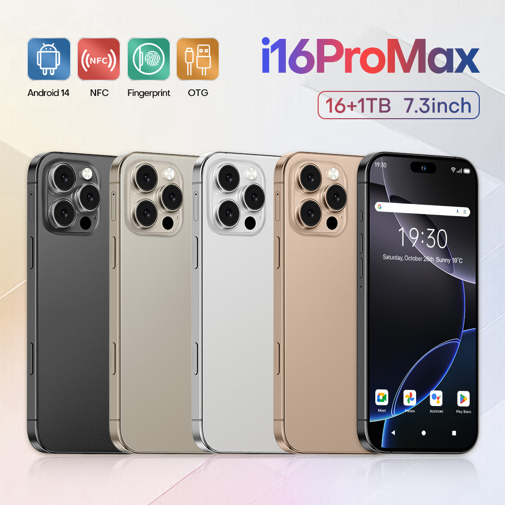 Brand Original I16 Pro Max Cell Phone Smartphone 5G Smartphones 16GB RAM 1TB Camera 48MP 108MP Face ID GPS Octa Core Android Mobile Phones