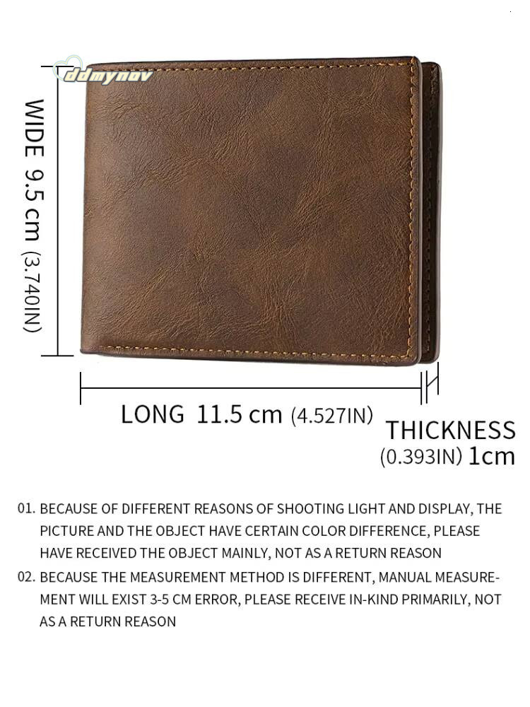 Retro Mens Multiple Pockets Classic Business PU Leather Zipper Credit Card Wallet Two -fold Horizontal Money Clip ddmynov