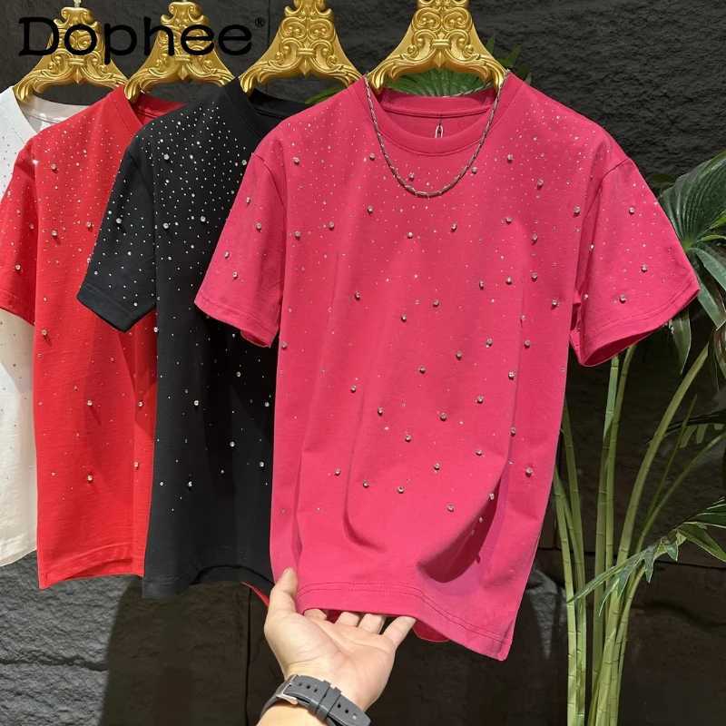Mens 2025 Primavera Estate Nuove Magliette Hot Rivets Starry Sky Shor Short Sho…