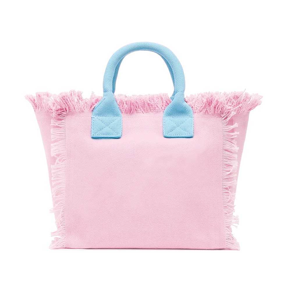 Solid Color Simple Design Womens Tassels Handbag Large Capacity Canvas Bag Beach Bag Luxury Brand Medium Size Tote Bag