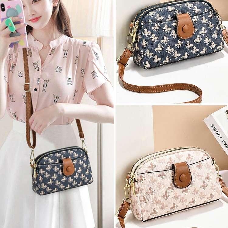 Crossbody Phone Bag Lightweight Multi-Pocket Mini Purse Stylish Color Block Shoulder Bag for Travel and Daily Use
