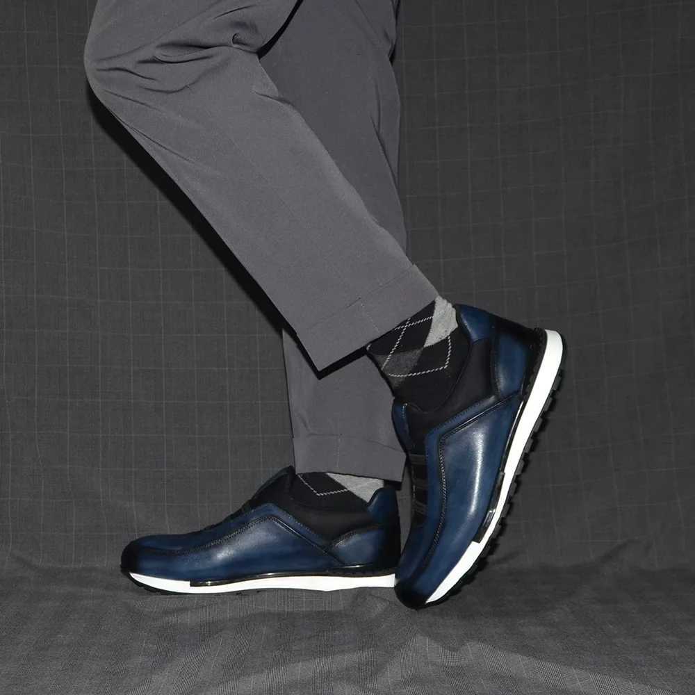 Classic Brand Design Man Casual Sneakers Genuine Cow Leather Handmade Slip-On Fashion Sneaker Mens Loafers Mens Shoes W250716