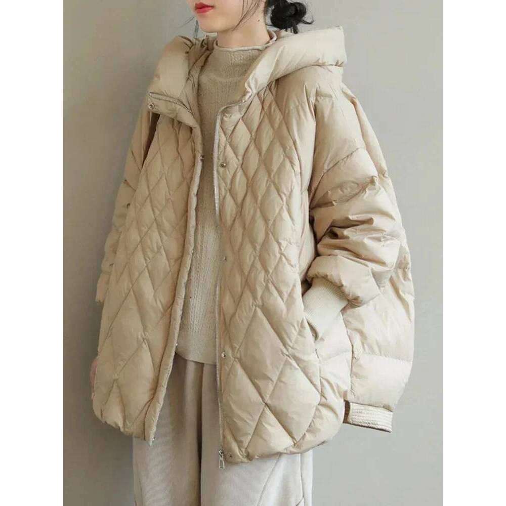 Lagabogy 2025 New Autumn Winter Women Hooded Loose 90% White Duck Down Jacket Casual Female Warm Puffer Coat Snow Parkas Outwear MDNG
