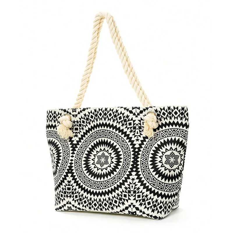 2025 Bohemian style geometric large capacity multifunctional hand-held single shoulder handbag swimming storage bag beach bag
