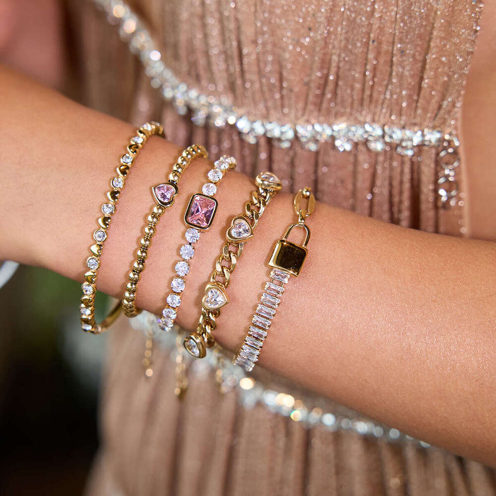 Wanxing Zircon Bracelet Light High-end Feel Titanium Steel Non-fading Niche Design Jewelry