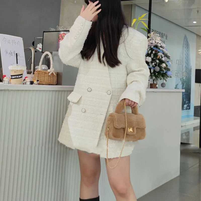 Lamb Fur Womens Small Handbag Soft Plush Womens Chain Shoulder Bag Womens Fliffy Everyday Clutch