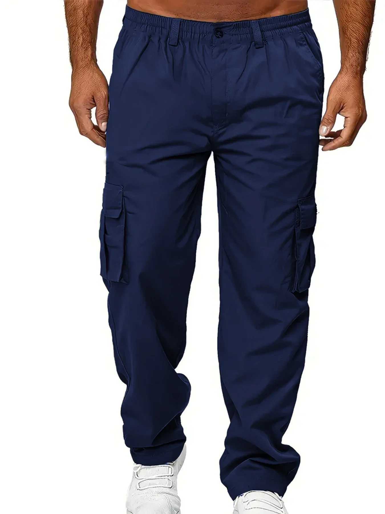 Mens Cargo Pants Sweatpants Outdoor Loose Straight Long Trousers Summer Casual Multi-Pocket Durable Workwear Mens Trousers y250716