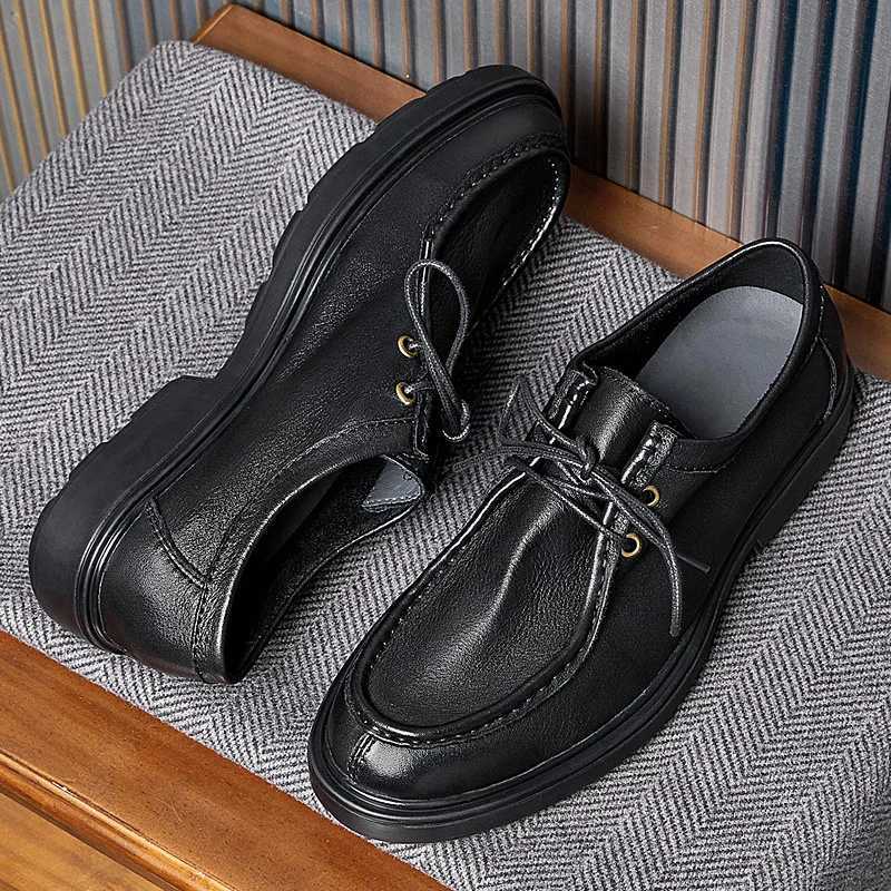 Natural Leather Mens Casual Shoes 2023 Summer Mens Footwear Lace British Business Leather Shoes For Men Mens Sneakers W250716