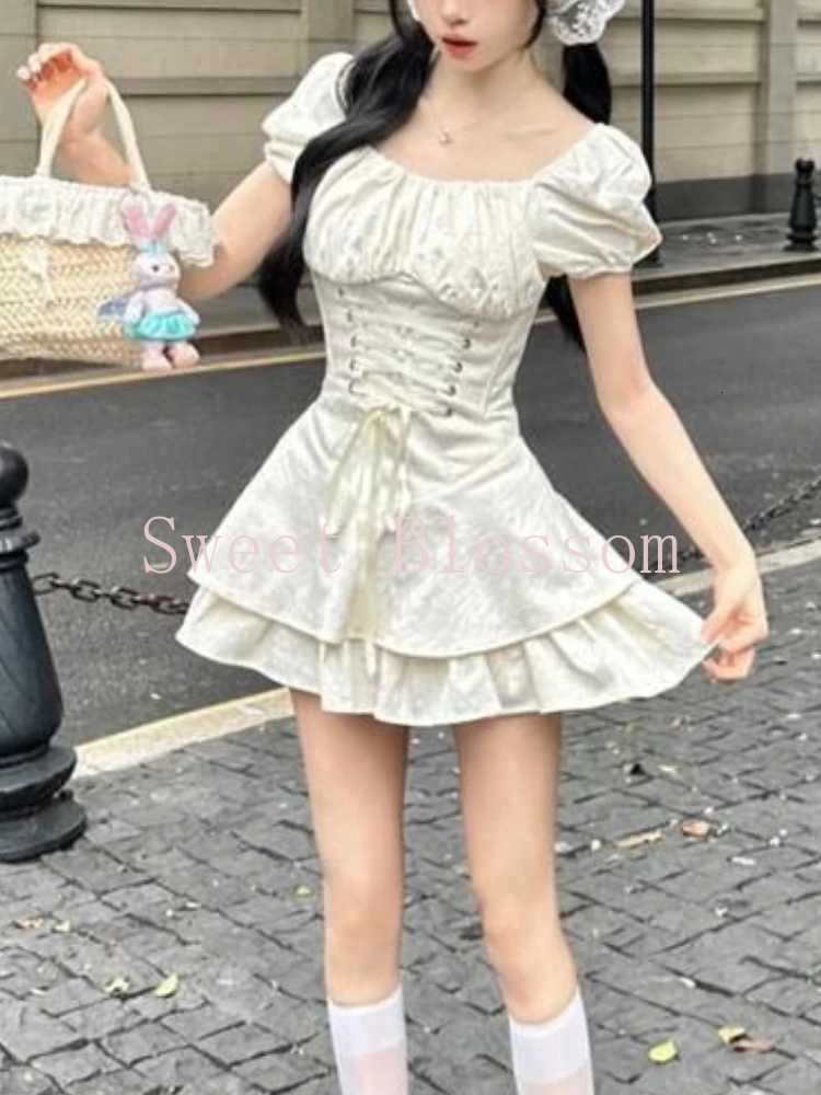 Summer Korean Fashion Sexy Dress Women Pure Desire Sweet Short-sleeved Dresses New Design Sense Hot Girl Slim Fluffy Outfit 2025 R250716