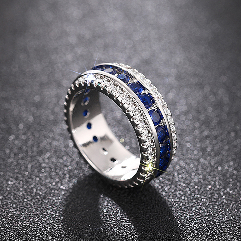 Choucong Brand Wedding Rings Luxury Jewelry 10KT White Gold Fill Round Cut Blue Sapphire CZ Diamond Party Eternity Women Engagement Band Ring For Love