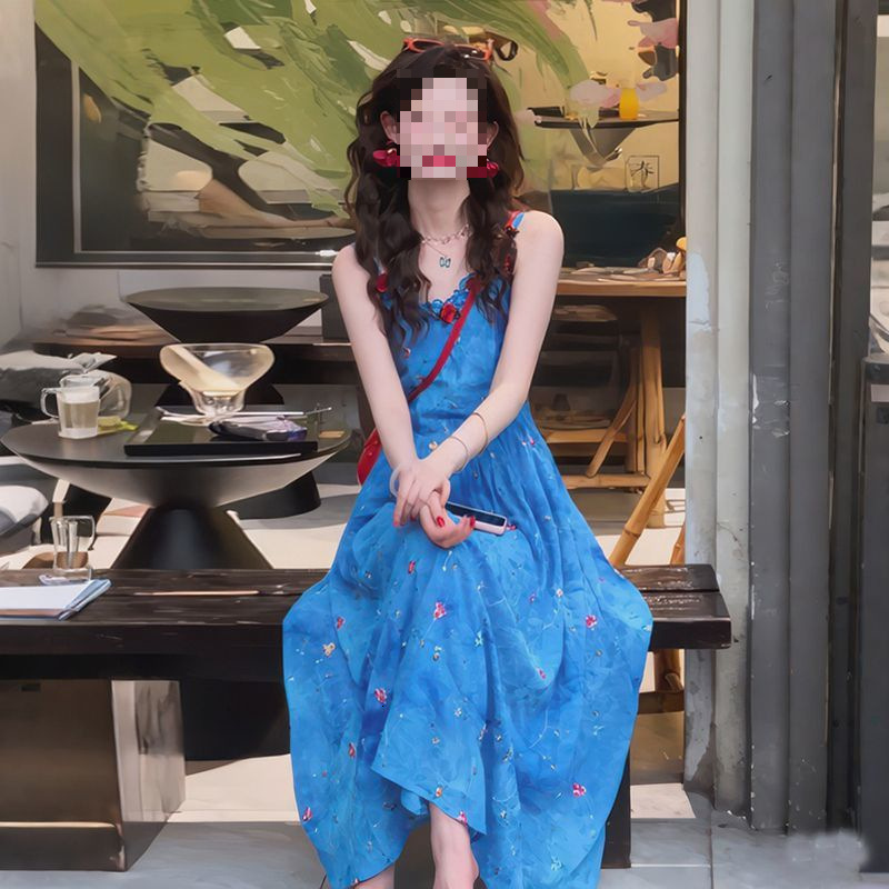 2025 This Year's Trend: Stunning Floral Dress for Women, Summer New Gentle and Beautiful Vacation Style Waist-Cinching Long