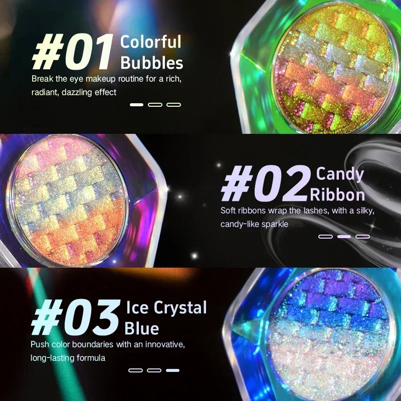 CHARMACY Rainbow Duochrome Eyeshadow 5 Colors Shimmer Multichrome Long-lasting Eye Shadow Cosmetic Makeup for Women 250712