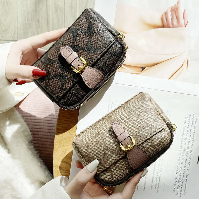 Exquisite Internet Celebrity Printed Coin Purse for Women, Zipper Multi-Functional Handheld Small Wallet, Large Capacity High-End Clutch