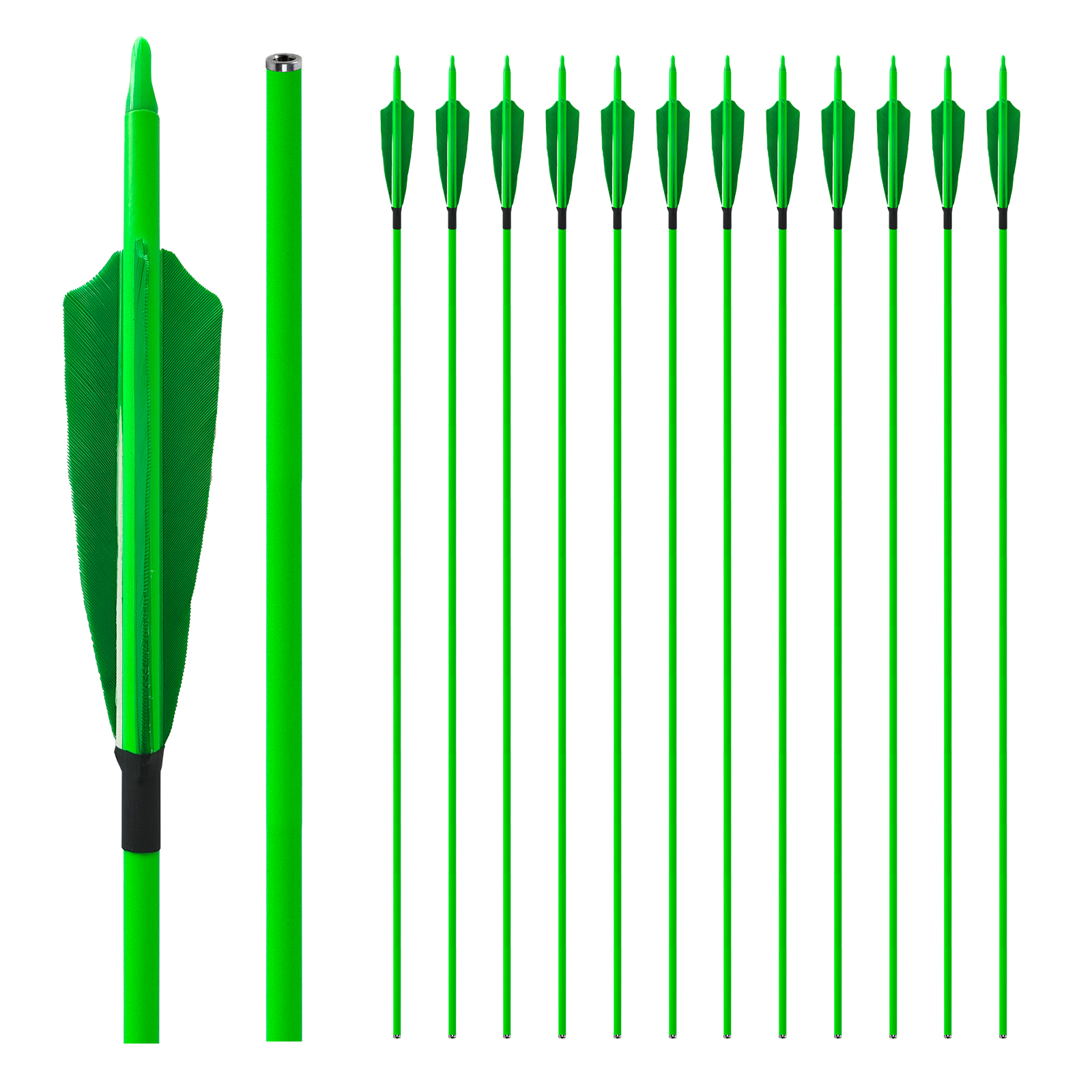 31inch Hunting Arrows Without Arrowheads Turkey Feathers Spine250-600 Carbon Fiber Archery Targeting Arrows 6.2mm Recurve Bow and Compound Bow Arrows(