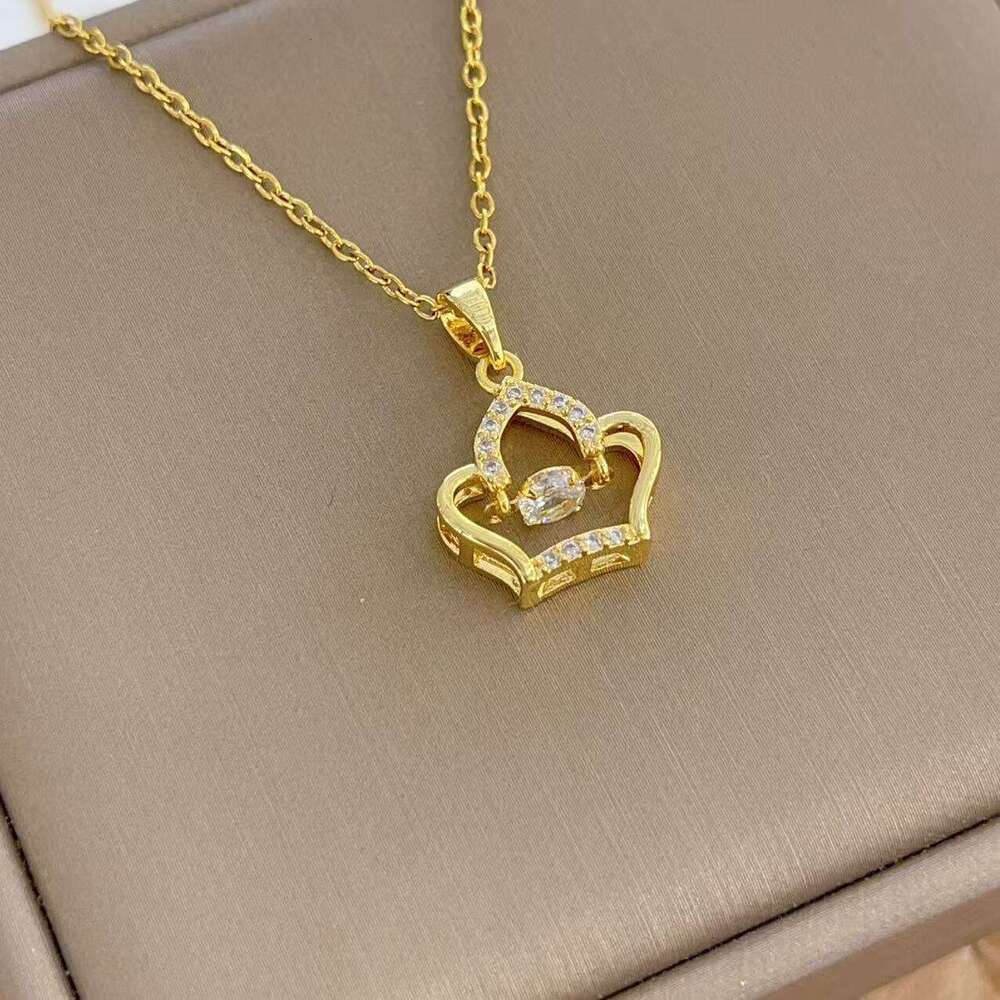 Tiktok Smart Series Crown Titanium Steel Necklace Light Fashion Niche Design High-End Clavicle Chain 9E6