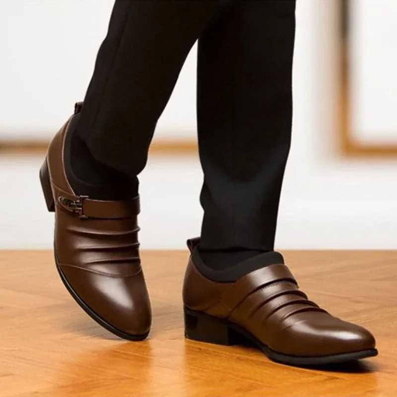 2024 Trend Black Pointed Toe Social Dress Shoes for Men Official Clothing Legitimate Leather Italian Low Price Style 39 Y250715