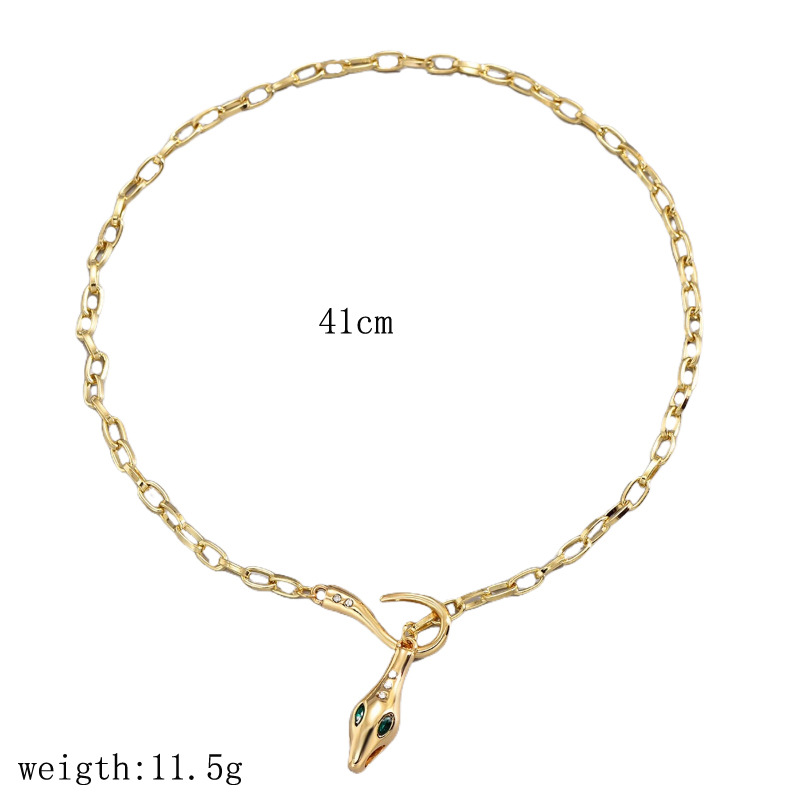 Newly Launched Stylish Snake Head Necklace with Metal Snake Pattern and Inlaid Diamonds Adjustable Clavicle Chain for Women Trendy Alloy Neckpiece