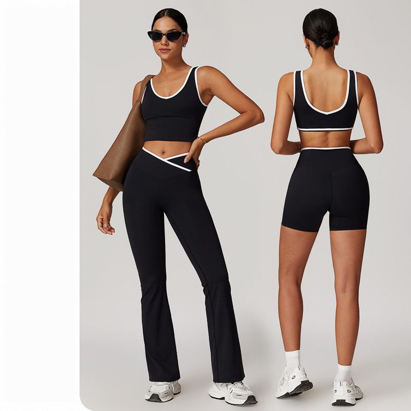 Yoga Set Women Two Pieces bralette Gym Sports Tracksuits Bra Fitness Shorts Fared Pant Workout Sports Clothes