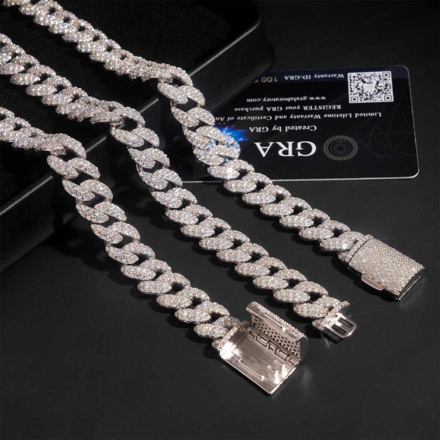 Hip Hop Jewelry 12mm Iced Out 925 Silver Gold Plated D Color Link Moissanite Cuban Chain Bracelet Necklace