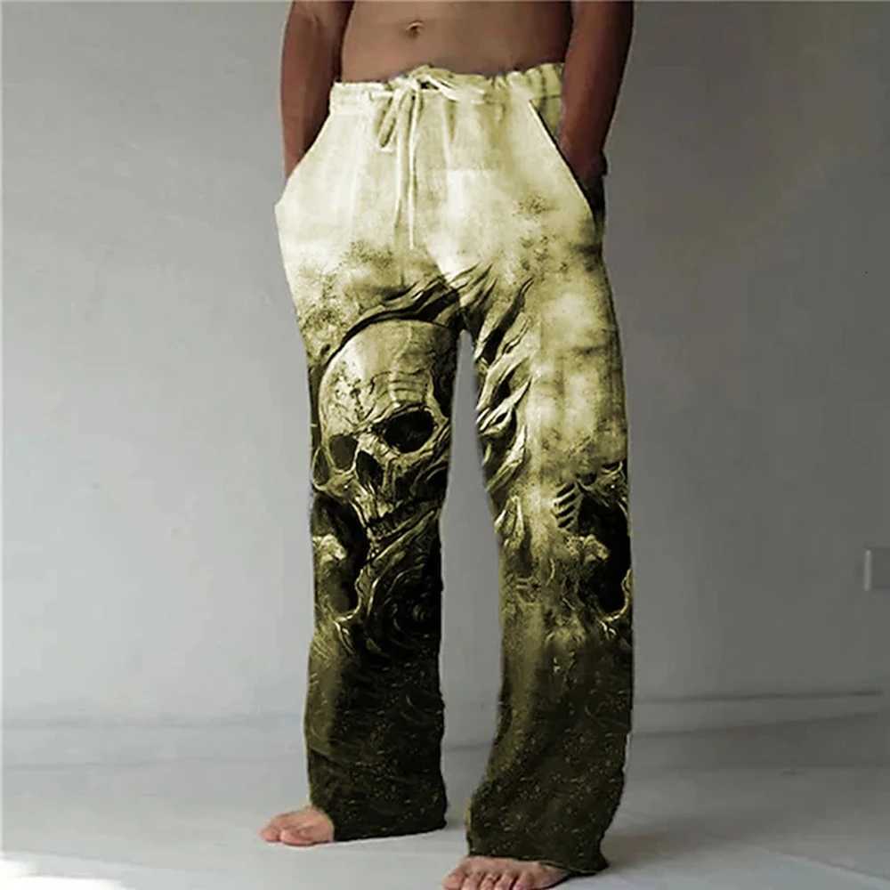 Mens Trousers Summer Pants Beach Pants Drawstring Elastic Waist 3D Print Skull Graphic Prints Casual Daily Holiday Streetwear y250716