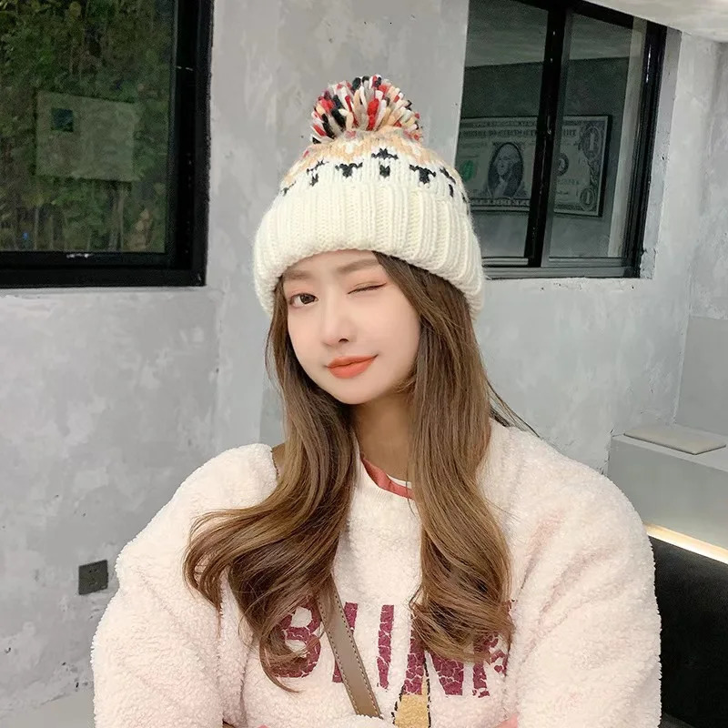 skiing Cashmere Woman Winter Hat Autumn Beanies With Pompom Warm Wool Skullies Wholesales acrylic beanies winter hat 250715