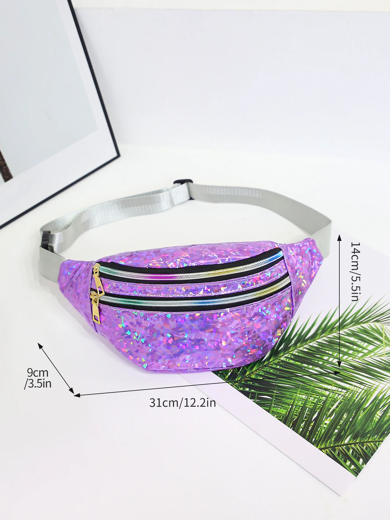 Holographic Waist Bags Women Silver Fanny Pack Female Belt Bag Black Geometric Waist Packs Laser Chest Phone Pouch Bum Bag 250714