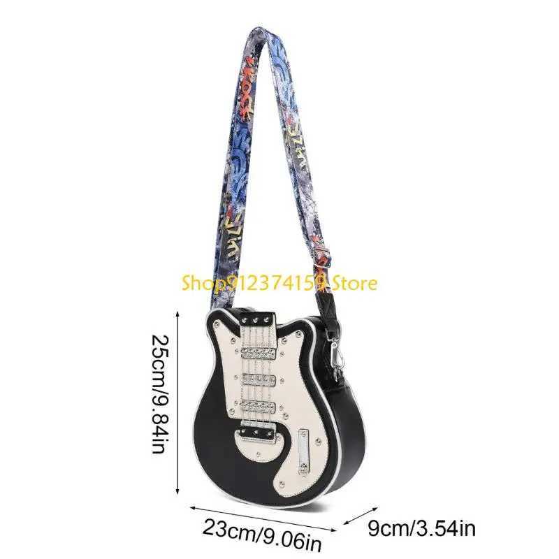 G5AE Trendy PU Leather Crossbody Bag in Guitar Shoulder Bag with Adjustable Strap Suitable for Student and Band Members