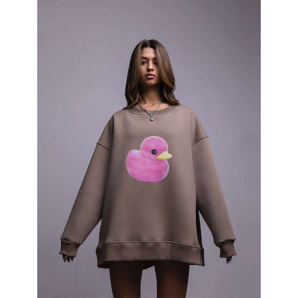 Duck For Women Autumn New Simple Casual Loose Round Neck Printed Sweatshirt B5