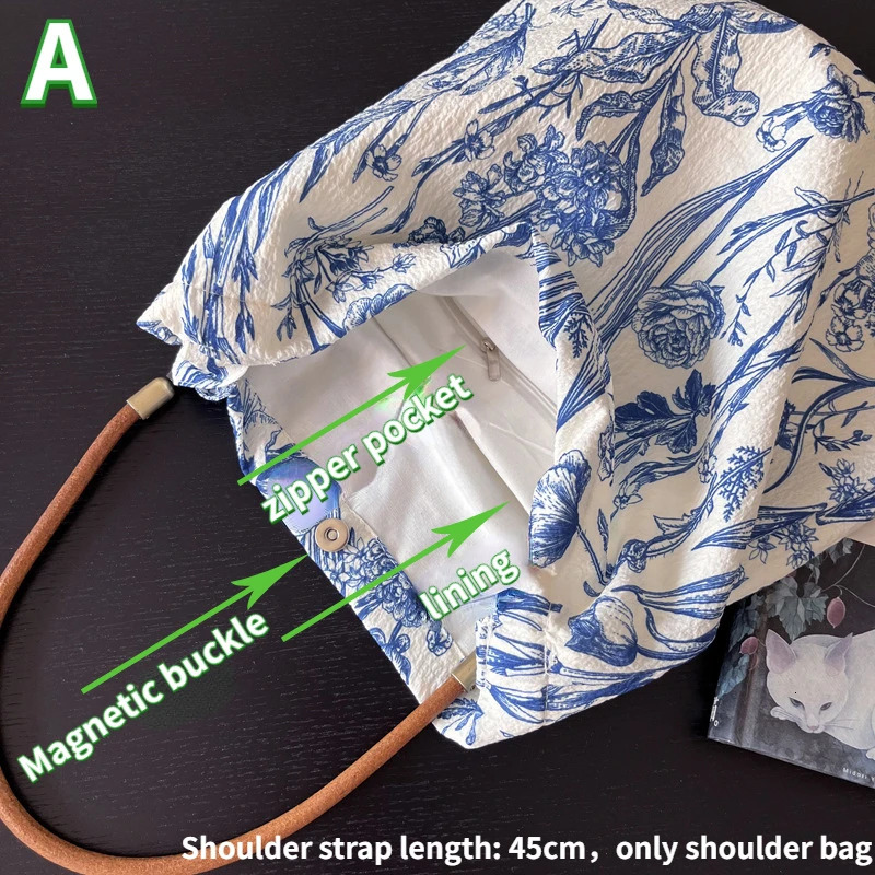 Vintage Floral Womens Shoulder Bag Thin Cloth Ladies Shopping Tote Bags Summer Travel Crossbody Bags Retro Handbags for Female 250714