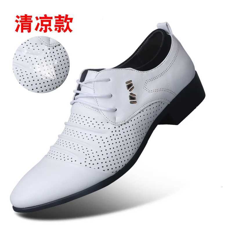 Summer Black Brown White Men Leather Shoes Mens Pointed Toe Dress Shoes High Quality Formal Slip On Hollow Out Sandals Man h78 Y250715