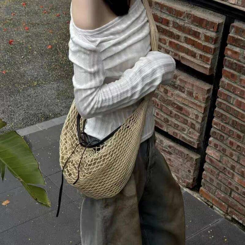 2025 Spring and Summer New Style Fishnet Crossbody Shoulder Braided Bag