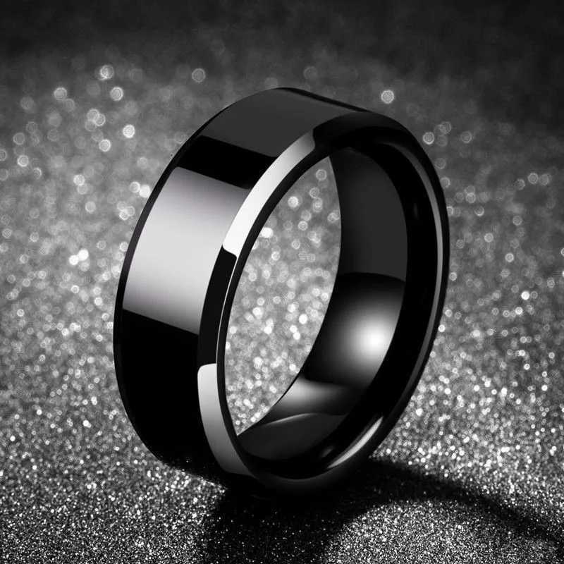 2021 Classic Beveled Smooth Men Rings Width 6mm Simple Stainless Steel Finger Rings For Men Jewelry Gifts Engraved Name S250716