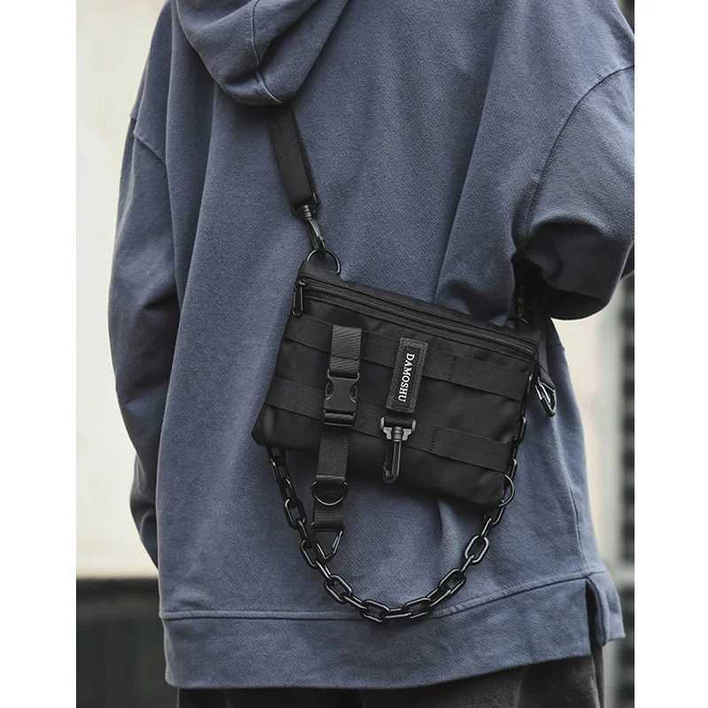 Shopper Nylon Shoulder Gothic Black Crossbody Messenger Tote Bags For Men Womens Hip Hop Techwear Satchel Waist Goth Handbags