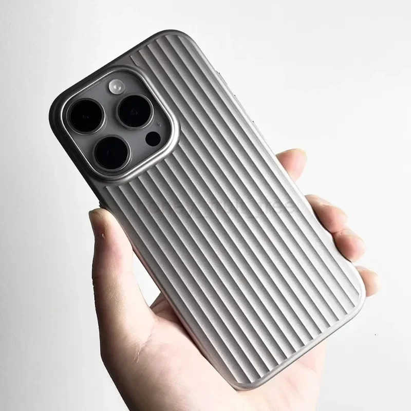 Matte Natural Titanium Grating Hard Phone Case for iPhone 16 15 14 13 Pro Max Plus Full Cover Scratch-proof Rugged Back Cover T250716