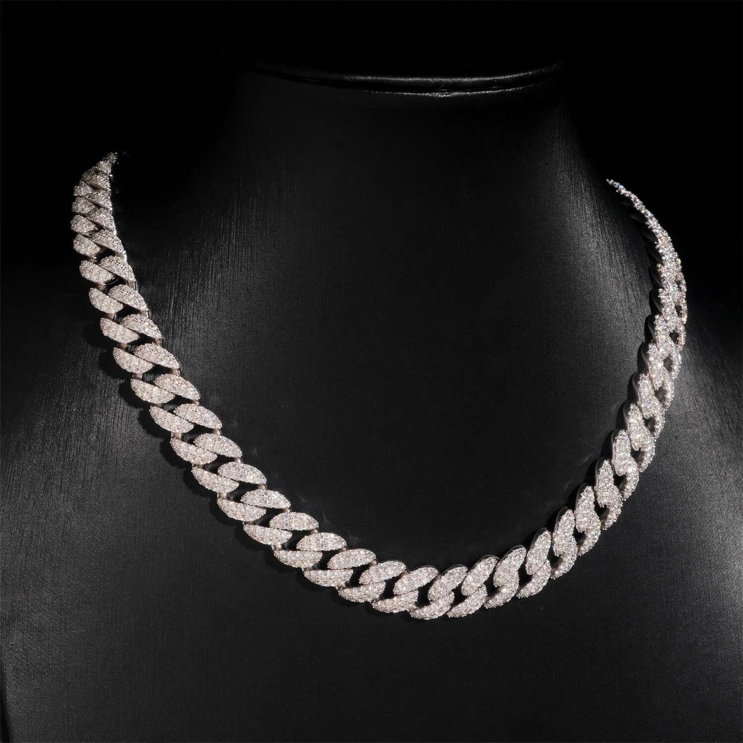 Hip Hop Jewelry 12mm Iced Out 925 Silver Gold Plated D Color Link Moissanite Cuban Chain Bracelet Necklace