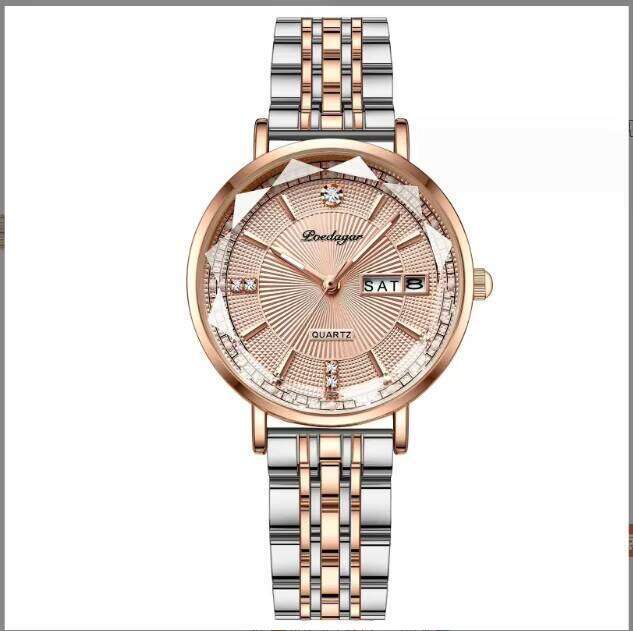 DHwatches Women's Waterproof Watch - 50M Luminous Stainless Steel Quartz Wristwatch with Day & Date (Model 3013)