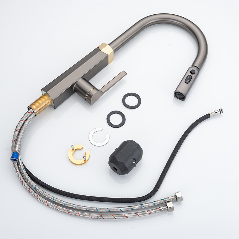 Pull-Out Kitchen Faucet with Hot & Cold Rotating Spout for Sinks