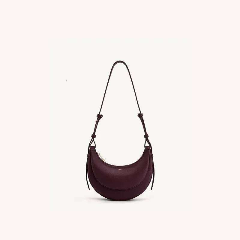 Crescent Niche Design Special-Shaped Semicircular One-Shoulder Armpit Genuine Leather Women's Crossbody Tote Bag