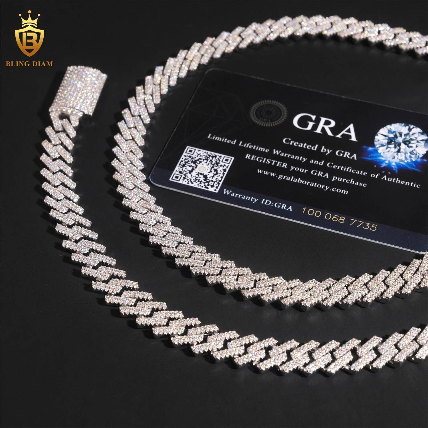 10MM Width Men Cuban Necklace Bracelet 925 Silver D Color VVS Moissanite Hip Hop Jewelry